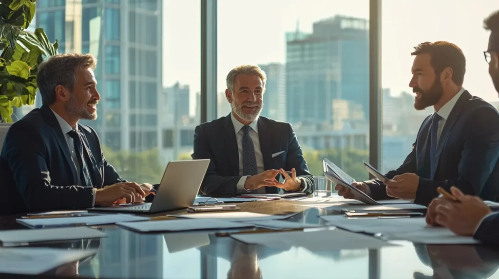 M&A 매각 협상 중인 기업 임원들의 회의 장면