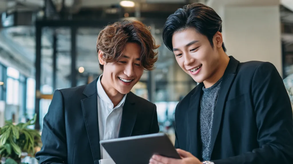 창업 3년 이내 벤처기업 확인으로 세금 감면 혜택을 상담받는 한국 스타트업 대표와 회계사